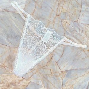 VS Very Sexy White Lace V-string Panty Underwear XL Thong Mesh